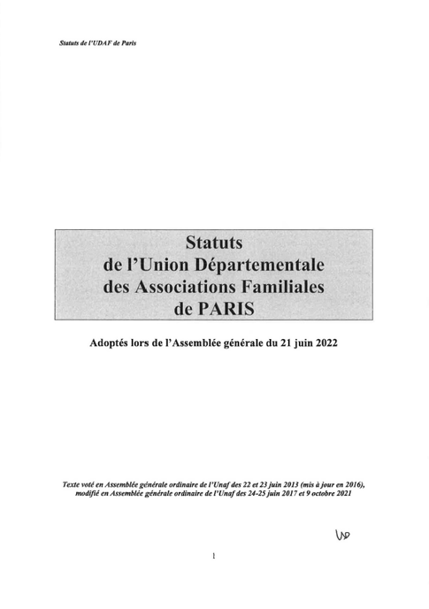 statuts de l'Udaf de Paris